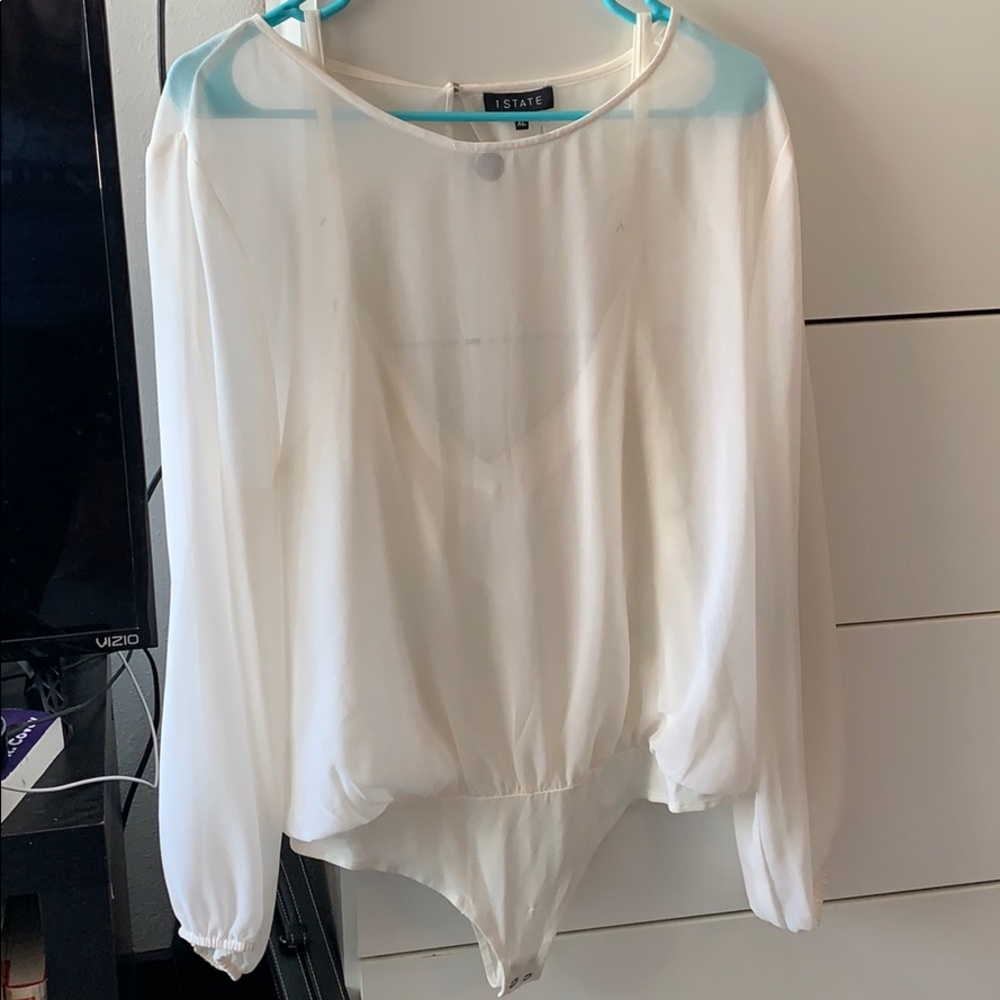 1 State off white blouse bodysuit